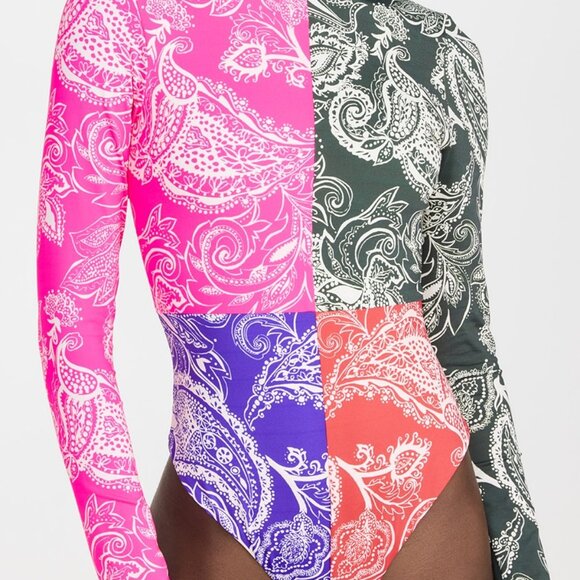 NWT MARA HOFFMAN Reese Paisley Print Long sleeve One Piece swim wet suit size XL - Picture 6 of 6